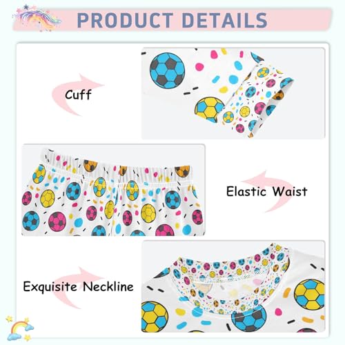 senya Multicolor Soccer Confetti Pajamas Set Long Sleeve Soft Cotton Sleepwear 2 Piece4