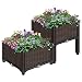 VIVOHOME Elevated Plastic Raised Garden Bed Planter Kit for Flower Vegetable Grow Brown Set of 2
