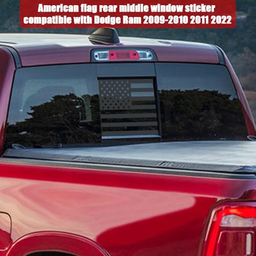 Image of USA Flag Decal for Truck Back Window,Car Decal and Sticker,American Decal for Pickup,Decals for Dodge Ram 2009-2024(Black-Ram)