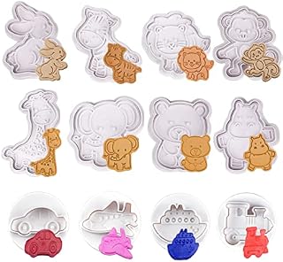 Cookie Cutter Set,Forreen 12 Pieces Cookie Cutter Mould Animals Chocolate Biscuit Cutters 3D Plastic Cookie Cutter with Spring for Kids Baking Cake Decorating Pastry Fondant Biscuits