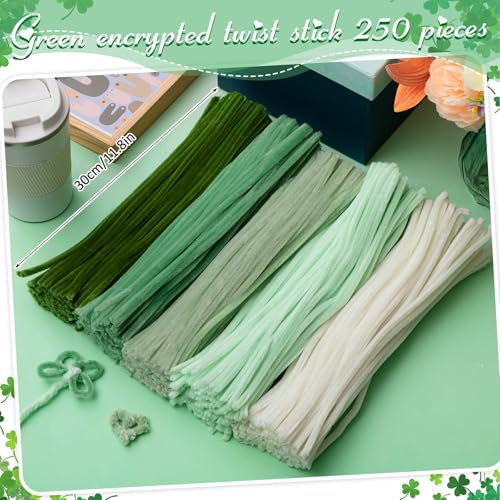 Image of Peryiter 500 Pcs Pipe Cleaners for DIY Flower Bouquets, Chenille Stems for Graduation Bouquet Crafts, Fuzzy Sticks for Handmade Flowers, DIY Gift, Art Projects(Boho Green,12 Inch)