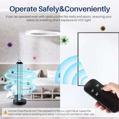 Qualirey 100W UV Light with Ozone Purifier for Room, UV Lamp with 3 Gear Timer Remote Control, UVC Light for Large Space, Cleaning Faster and More Thoroughly - image 5