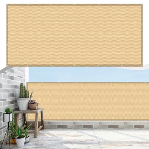 Brise Vue Balcon Extérieur 75 x 250 cm Ant- UV, Protection de La Vie Privée et Sécurité, Opaque Résistant Filet D’Ombrage Clôture D’Ombrage pour Jardin Extérieur, Jaune Sable