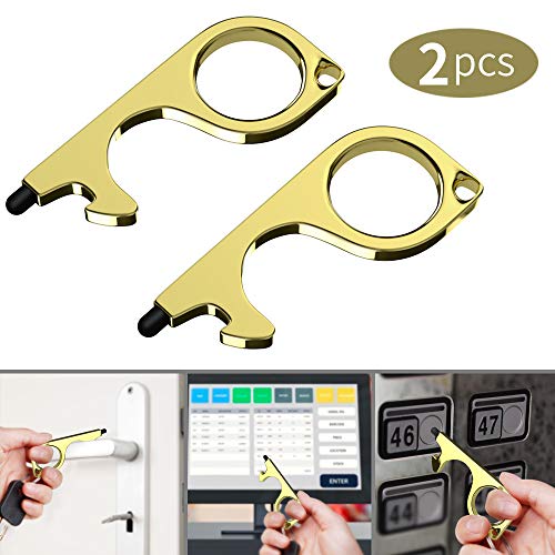GRUTTI Hand Deuropener Dichterbij, 2 Pack No-Touch Druk Lift Stick Geen Touch Tool Handsfree Kiem Sleutelhanger Utility Haak Tool Sleutel Houd Handen schoon