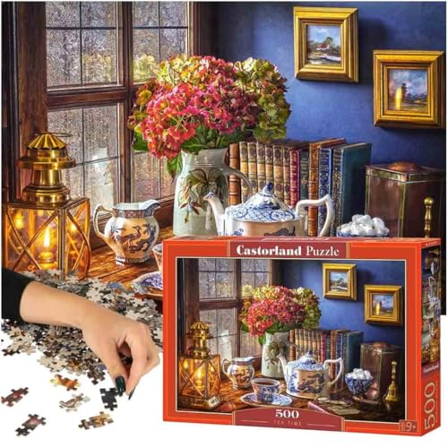 Castorland 500 Piece Jigsaw Puzzle, Tea Time, Classic Interior, Old Fashioned Furniture, Oil Lamp, Beautiful Vase, Adult Puzzles, Castorland B-53070