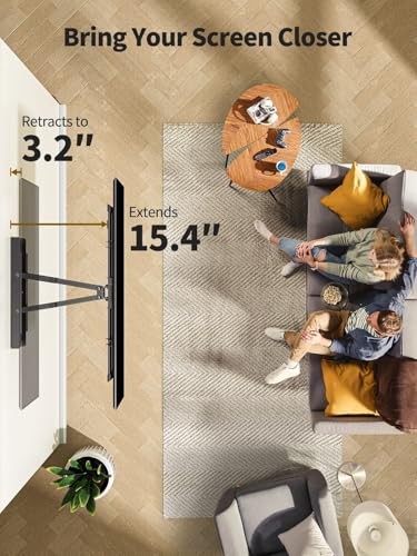 Image of AM alphamount Full Motion TV Wall Mount for Most 37-75 Inch TVs up to 100 lbs, Swivel TV Mount with Dual Articulating Arms, Wall Mount TV Bracket Max VESA 600x400mm, Fits 16″ Wood Studs, APLF6