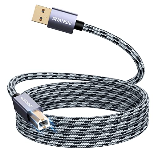 Printer Cable 25 ft - SNANSHI USB Printer Cable USB A to USB B Cable Printer USB Cable Compatible with HP, Canon, Dell, Epson, Lexmark, Xerox Printer and More