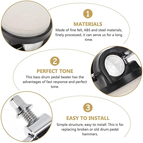 3 Pcs Pedal de Tambor Feltro | Batedor de Tambor | Conjunto de batedor de bumbo de feltro conjunto d