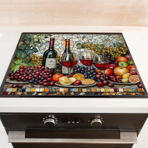 Cover for Stove Top Electric Flat Top, Red Wine Glasses,