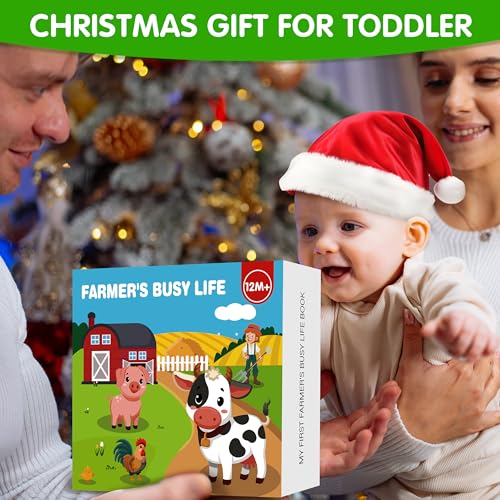 Image of Quanquer Montessori Busy Book for Toddlers 1-3 - Farm Animal Sensory Busy Board for 1 Year Old Boys and Girls, Educational Travel Toy for Airplane Car Activities, Birthday Christmas Toddler Gifts