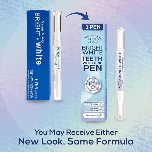Image of Venus Visage Teeth Whitening Pen (Pack of 4) - Professional Whitening Gel, 30+ Uses, Low Sensitivity, Enamel-Safe Mint Formula - Travel Whitener for Dentures, Coffee, Wine & Tobacco Stains