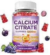 Calcium Citrate Gummies - 1200mg Calcium Gummies Supplements for Women &amp; Men with Vitamin D3, K2,...