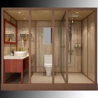Prefab Luxury Integrated Bathroom Pod All in One Modular Shower Room & WC Unit for Hotels,Residences, & Commercial Spaces (Size, Large 48X96X93 INCH 3, All-in-One Bathroom Module)