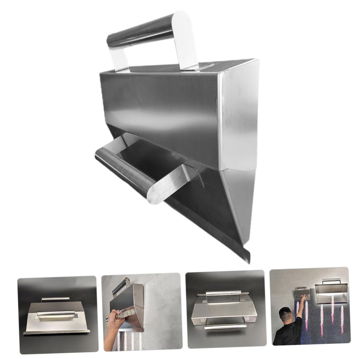 Angoily Truelle à Plâtrer en Acier Inoxydable pour Finition Murale, Outil Robuste Enduits Intérieurs et Ciment, Forme Unique Argentée