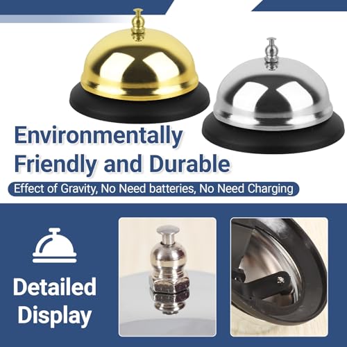 image for Wohoyee 2 Packs Call Bell Loud Clear Desk Bell with Anti-Rust Steel 3.