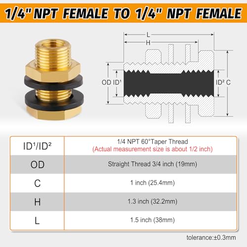Kootans 1345BB-2 Kootnas 2-Pack Solid Brass Bulkhead Fittings thumb #1