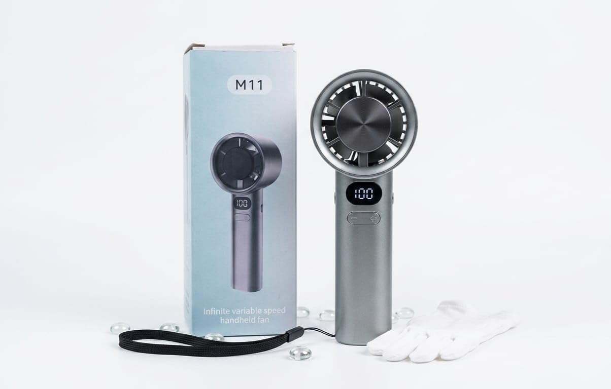 M11 Handheld Mini Fan Rechargeable with Digital Display, USB Powered, Adjustable Speed Control, Portable, Low Noise, Metallic Design-image-40
