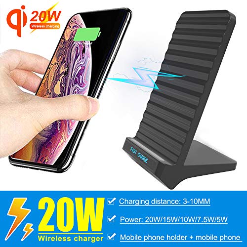 TOPmontain Suporte de carregador sem fio QI, suporte de carregamento rápido de 20 W, suporte para sm