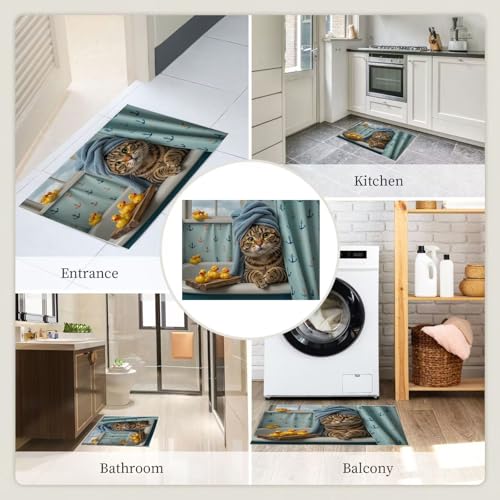 Tapis d'entrée antidérapant pour sécuriser le sol avec chat bleu - 8