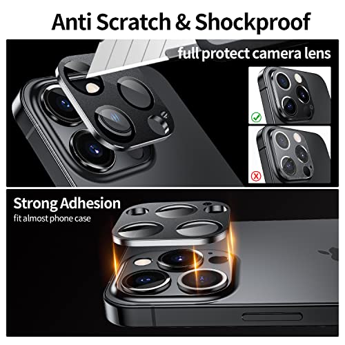 Wsken For Iphone 14 Pro/Iphone 14 Pro Max Camera Lens Protector,Matte Alloy Metal Glass Camera Screen Protector Scratch Resistant Cover Accessories 2022, Black #TOP1