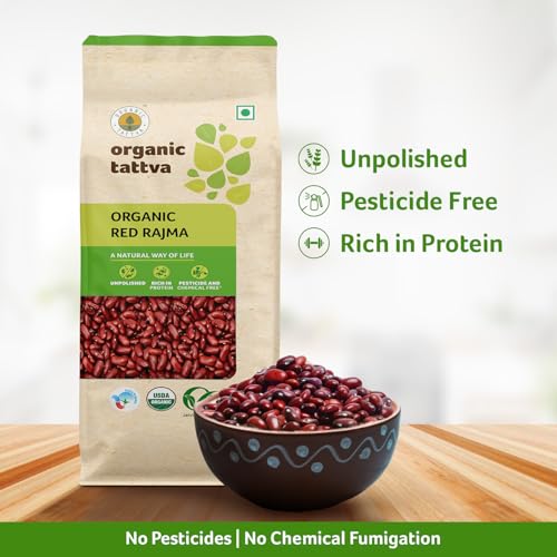 Image of Organic Tattva Red Rajma 500g | Premium Whole Kidney Beans for Curry & Daily Meals | Protein-Rich Pulses for Indian Cooking