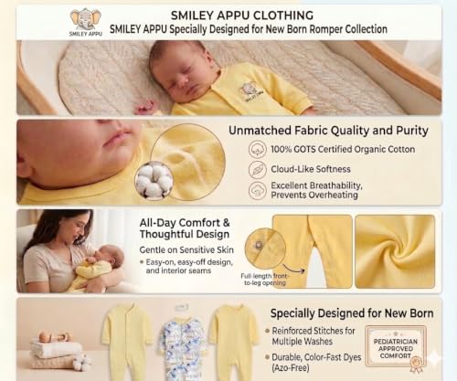 Image of 100% Cotton Baby Rompers /Sleepsuits /Jumpsuit /Night Suits for Baby Boys & Girls, Infants, New Borns