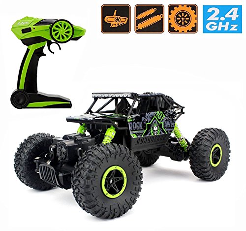 Image of Kids Choice Rock Crawler 1:18 Scale 4Wd 2.4 Ghz 4X4 Rally Car Rc Monster Truck Kids Play Toys, Green
