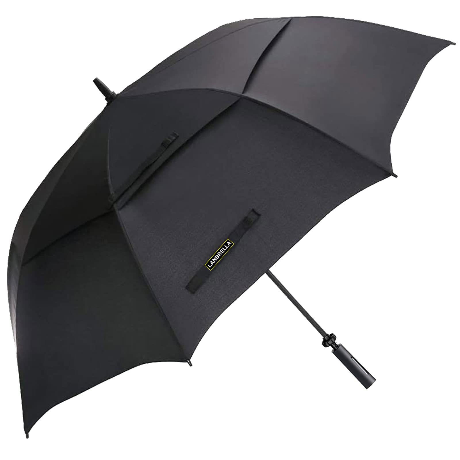 LANBRELLA Golf Umbrella Extra Large Oversize 80 Inch Windproof Stick Umbrella Double Canopy Vented Manual Open Close - C1.2 Black
