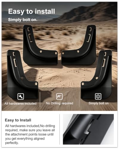 Image of Kiwi Master No Drill Mud Flaps for 2025-2026 Tesla Model Y Juniper | Heavy Duty Mud Guards, Front & Rear Splash Guards, 4 Pcs Set