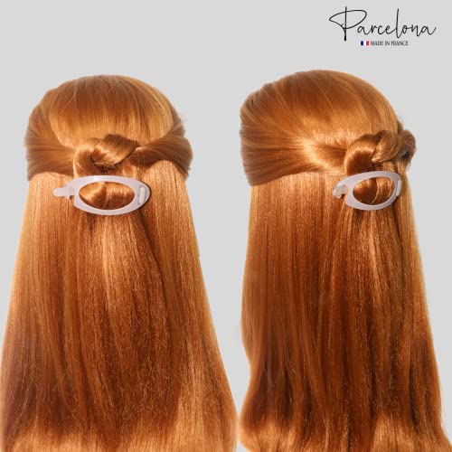Parcelona French Plain Oval Small Celluloid Acetate Hair Barrette Clips Ponytail Metal Free Barrettes For Thin Hair Durable Fashion Hair Styling Women Hair Accessories Hair Barrette For Girls, Made In France(Blush Pink) #TOP5