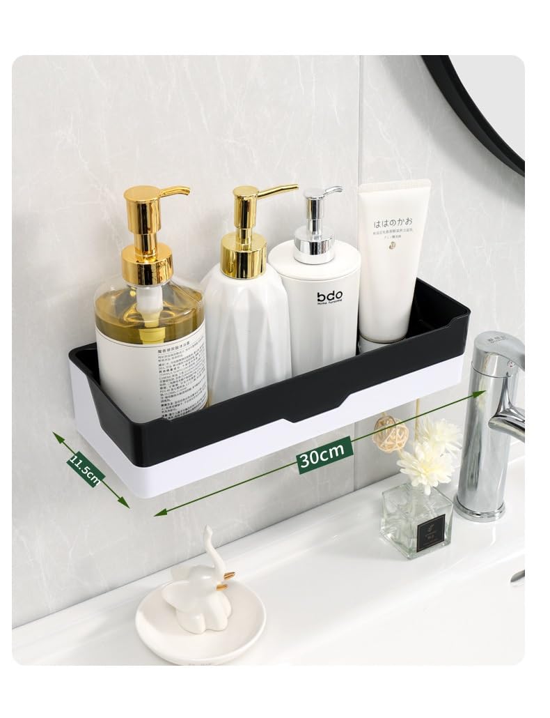 XENOTY Self Adhesive Kitchen and Bathroom Shelves Wall Organizer Plastic Storage Shelf Shower Organizer Rack Kitchen and Bathroom Storage Holder – 1pc (Multi)