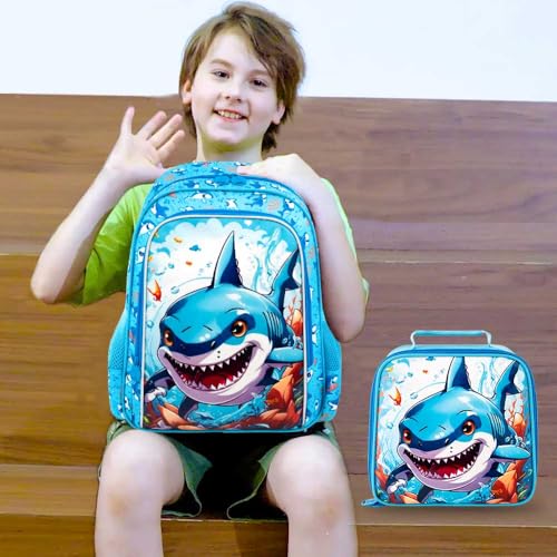 Image of 3PCS Dinosaur Backpack for Boys, 16 Inch Kids Water Resistant Preschool Elementary Kindergarten Bookbags and Lunch Box | Kids
