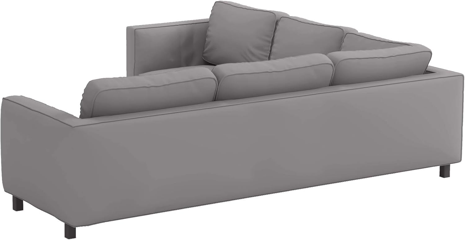 The Heavy Duty Karlstad 2+3 Sectional Corner Sofa or Footstool Ottoman Cover Replacement Compatible with IKEA Karlstad Slipcover Replacement. (Light Gray Cotton Karlstad Sectional)