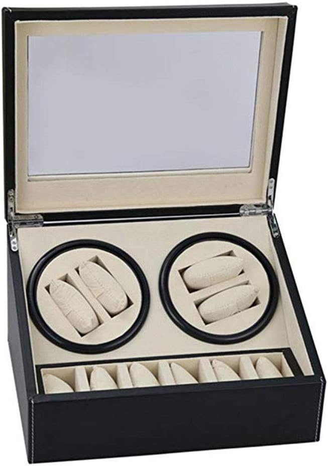 Boite montre automatique en similicuir PU noir elegant