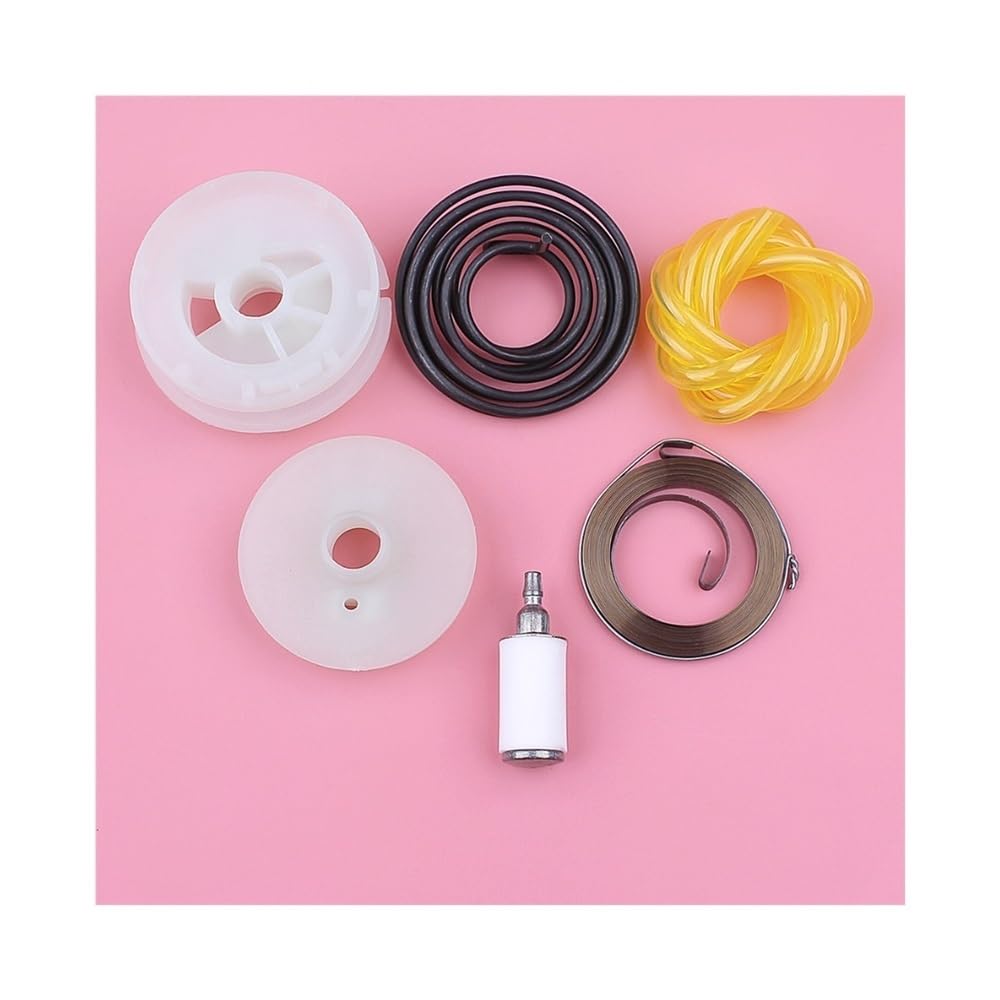 Kit de polea de Arranque retráctil, Filtro y Manguera Compatible con desbrozadoras 128LD, 128C, 128CD y 128R. Pieza de Repuesto.