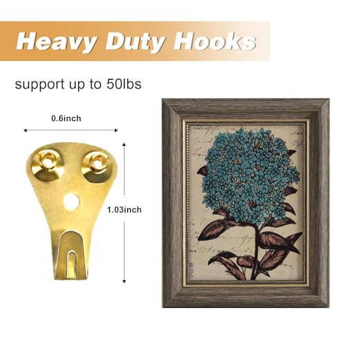 Image of 20PCS 50lbs Heavy Duty Picture Hangers Picture Frame Hooks with Nails for Hanging Pictures, Clock, Mirror, Painting Hook Heavy Duty