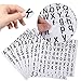 OOTSR 8 Feuilles Autocollant Lettres Numéros Symbole de Boîte aux Lettres, Étanche Auto-adhésifs en Vinyle, Alphabet Adhesives pour Poster Fenêtre Porte Casier Maison, Etiquette Lettres Noir