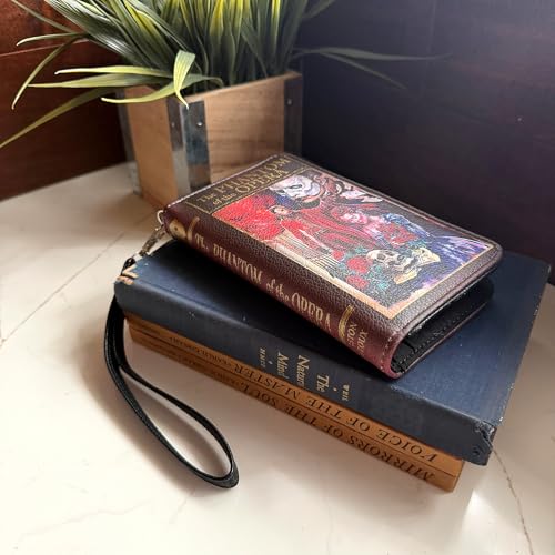 Image of Women's Bifold Wallet Phantom of the Opera Book Wristlet, Burgundy 7 Inch