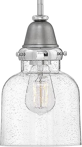 Miniatura 6 de Hinkley Academy - Lámpara colgante de cristal cilíndrica, níquel inglés, 120 V, lámpara interior con detalles de níquel pulido, 1-100 W, requiere