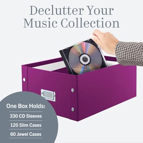 Snap-N-Store Cd & Dvd Storage Box - Pack Of 1 - Double Wide 6.1 X 10.5 X 14 Inch Disc Holder With Lid To Store Up To 330 Discs - Berry #TOP1
