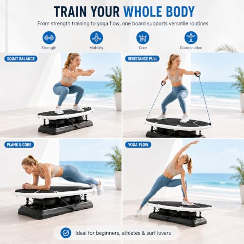 Image of Surf Trainer Machine for Home Gym, Indoor Surf Simulator Balance Board, Fitness Equipment for Core Strength, Agility Training and Overall Body Coordination