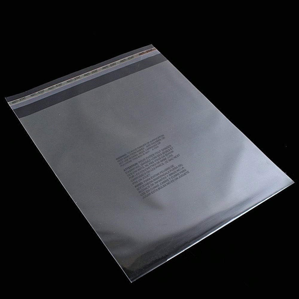100 Pack -10" x 13" Self Sealing Adhesive Clear Plastic OPP Poly Bags Transparent Clear Bags T Shirt Flat Open Top Apparel Poly, (10" x 13" (100Count)) : Office Products