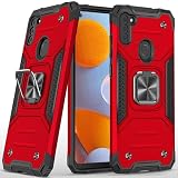 Dionsibei for Samsung Galaxy A11 Case Military Grade Built-in Kickstand Case Holster Armor Heavy Duty Shockproof Cover Protective for Galaxy A11 Phone Case (Red)