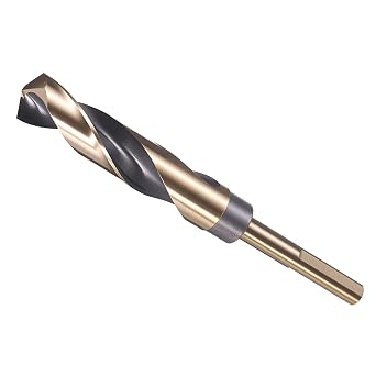 METALLIXITY Drill Bit 23/32", 3/8" Reduced Shank 3-Flat M35 5% Cobalt HSS 135 Point Angle for Stainless Steel DIY Projects Tool Black and Gold