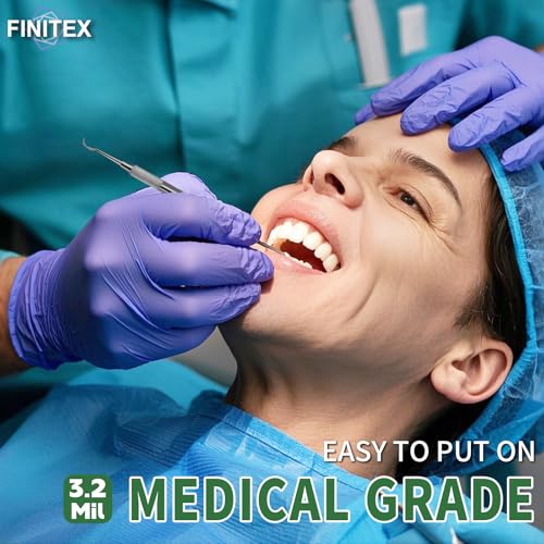 Image of FINITEX Nitrile Disposable Medical Exam Gloves Ice Blue 3.2mil Cleaning Food