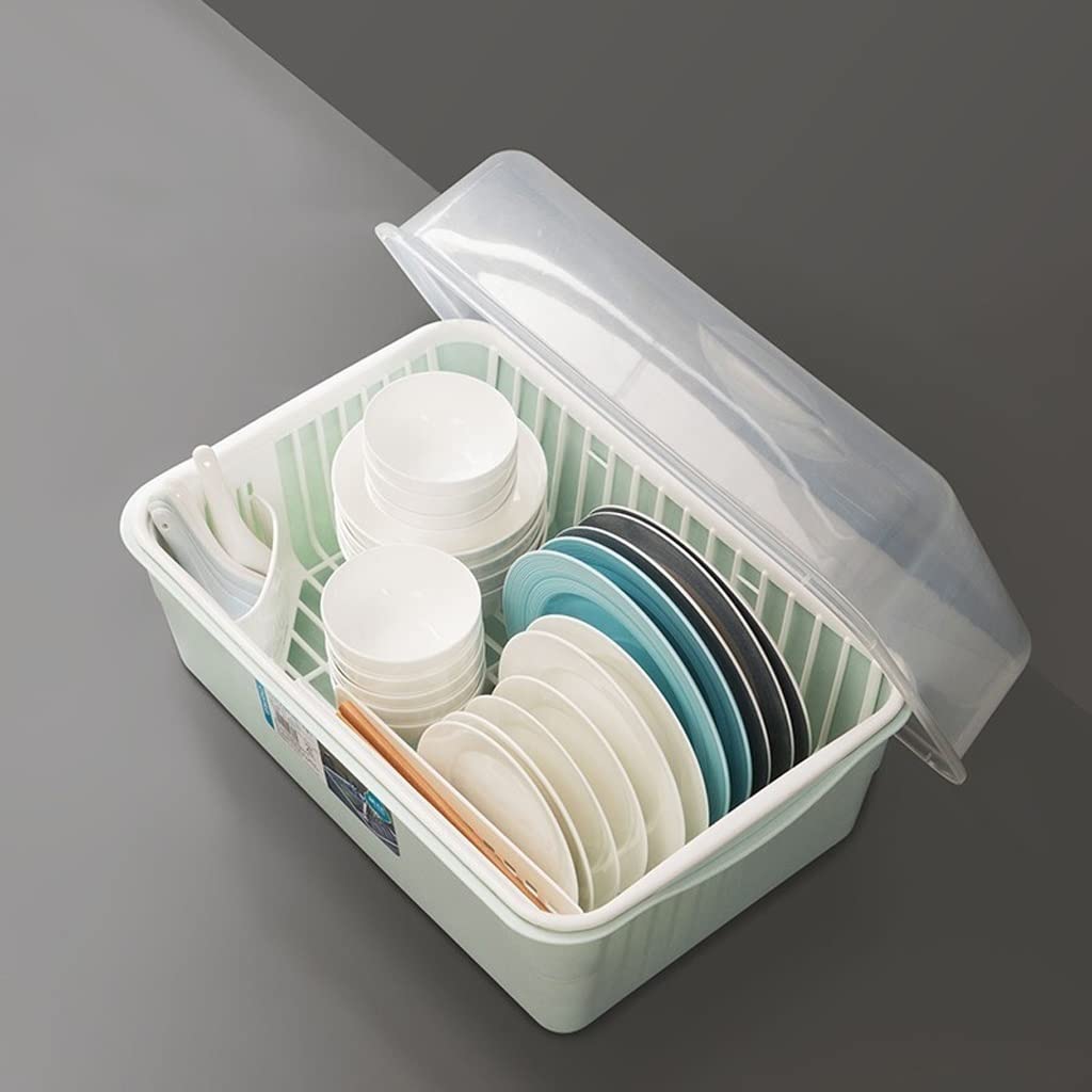 Escurridor De Platos Con Tapa - Bandeja Organizadora Para Secar Y Almacenar Vajilla, Cubiertos Y Biberones, Blanco (33x23x26 Cm)