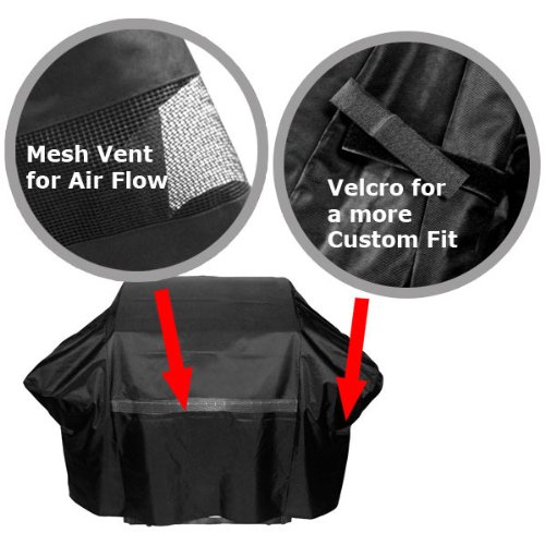 Image of FH Group Grill Cover, Black Cover for Outdoor Grill, Waterproof Grill Cover, Heavy Duty Grill Accessories, UV Resistant Grill Cover, BBQ Grill Cover