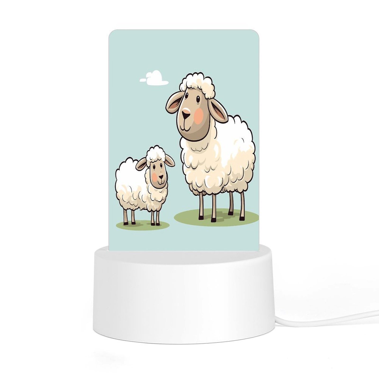 Adfgyerh Style Sheep And Lamb Cartoon Night Light Acrylic Material Easy Installation, Home Decor Usb Interface Power Supply, Lamp For Restaurant Bar Cafe Room Decor
