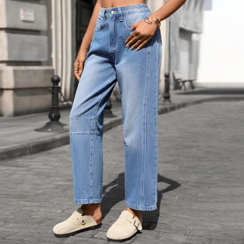 Jean large délavé confortable : fini les pantalons serrés avec cette coupe ample taille haute - 2
