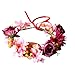 Floral Crown Rose Floral Headband Hair Wreath Flower Headpiece Halo Boho with Ribbon Wedding Party Festival Photos Red by Vivivalue